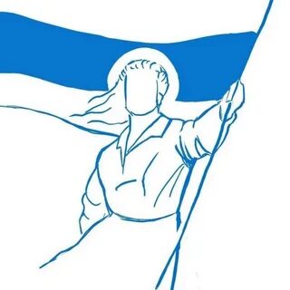 Белый флаг с синей полосой