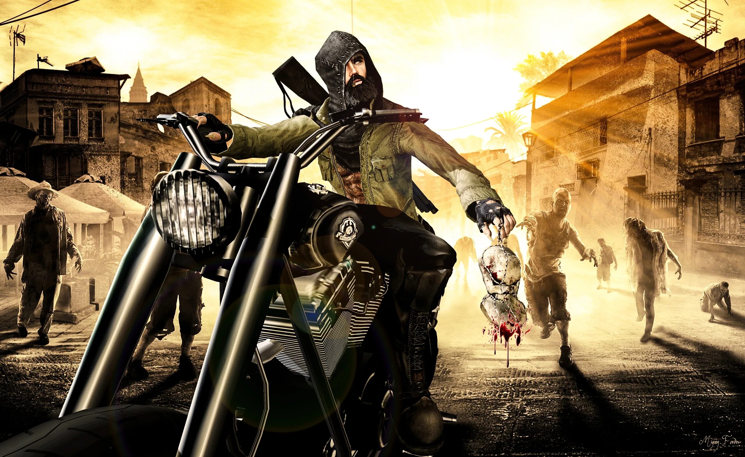 мотоциклист арт апокалипсис. байкер постапокалипсис. мотоциклист зомби. зомби игра в которой босс байкер. мотоциклист постапокалипсис.