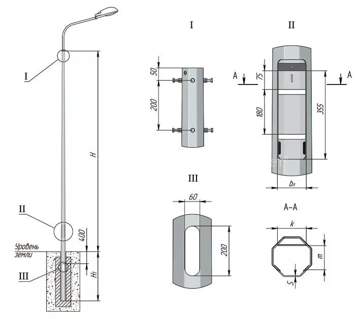 опора огкф-6. оцинкованные опоры освещения огк-3ф. 4-9. опора освещения граненая коническая. опора огк-9,0.