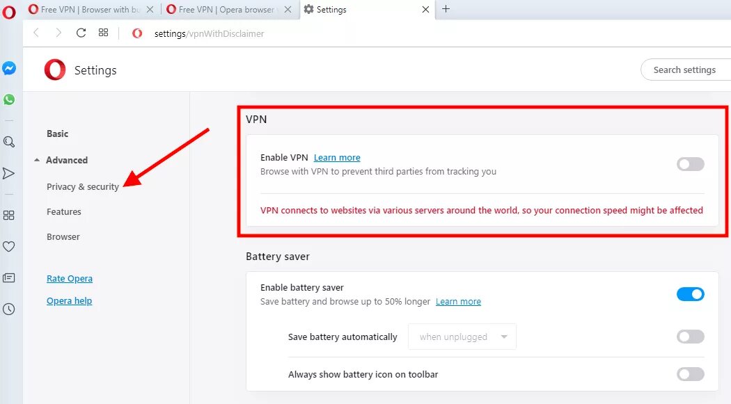 Как включить включить VPN В опере. VPN Opera. Встроенный VPN В Opera. VPN В браузере опера. Встроенный впн в браузер