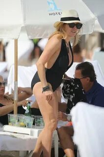 Real Housewives New York" star Ramona Singer (62) wears a low cut blac...