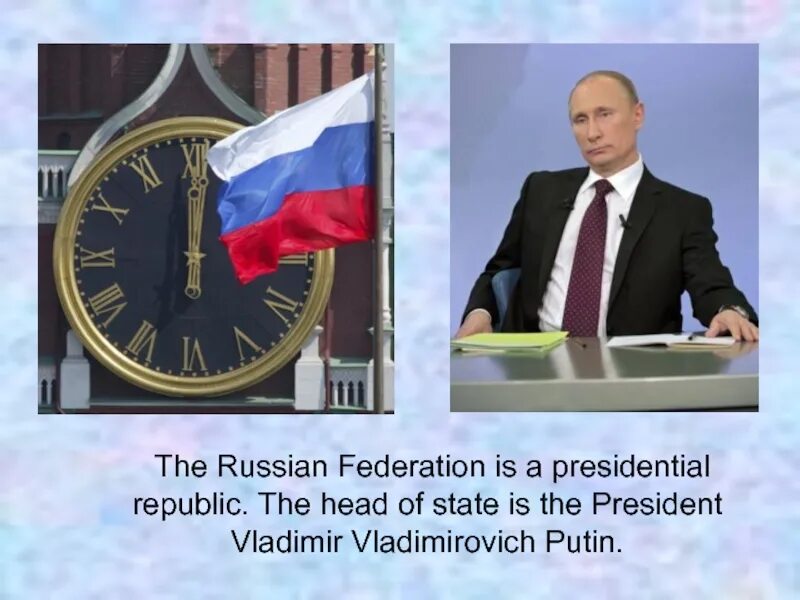 The head of the country is. Russian Federation. The head of State is the President.. Head of the State the Russian Federation. The Russian Federation is.