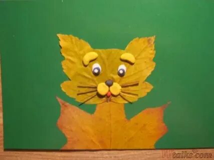 Кот из листьев аппликация