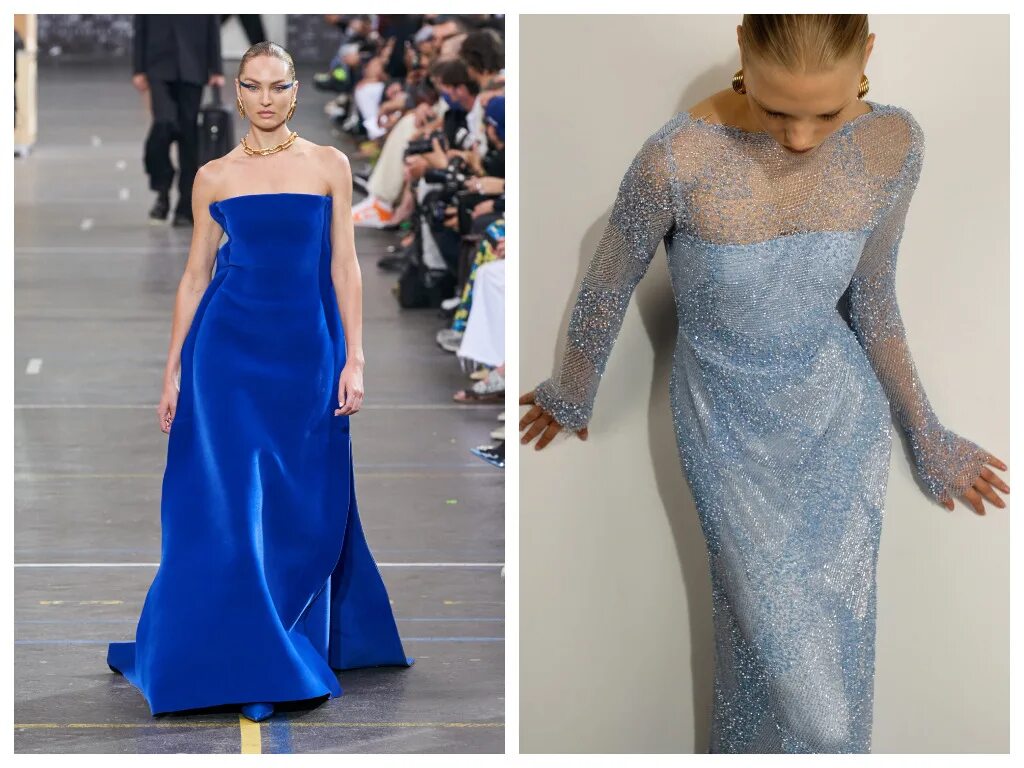 девушка в голубом платье. новогодние платья 2022. новый год 2022 мода. новый год 2022 мода. платье с объемными рукавами.