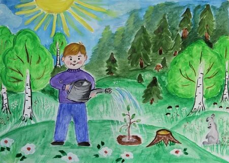 Нарисовать человека в лесу