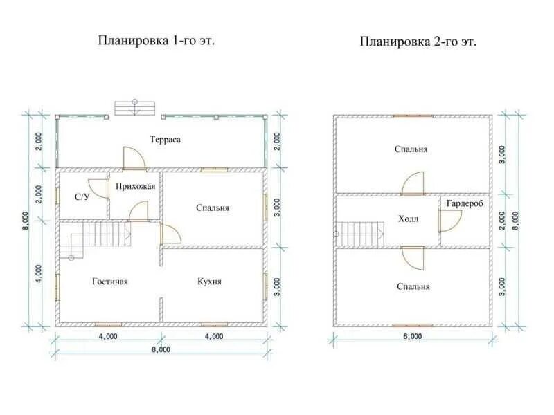 Дом 8х8 из бруса для постоянного проживания, строительство дома 8 на 8 от произв