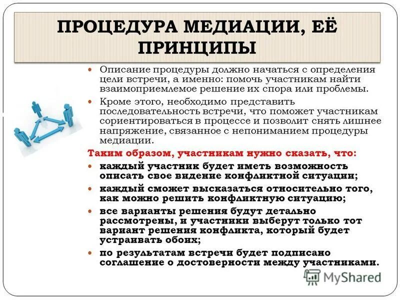 Процедура медиации. Принципы медиации. Инструменты медиации. Айсберг конфликта в медиации.