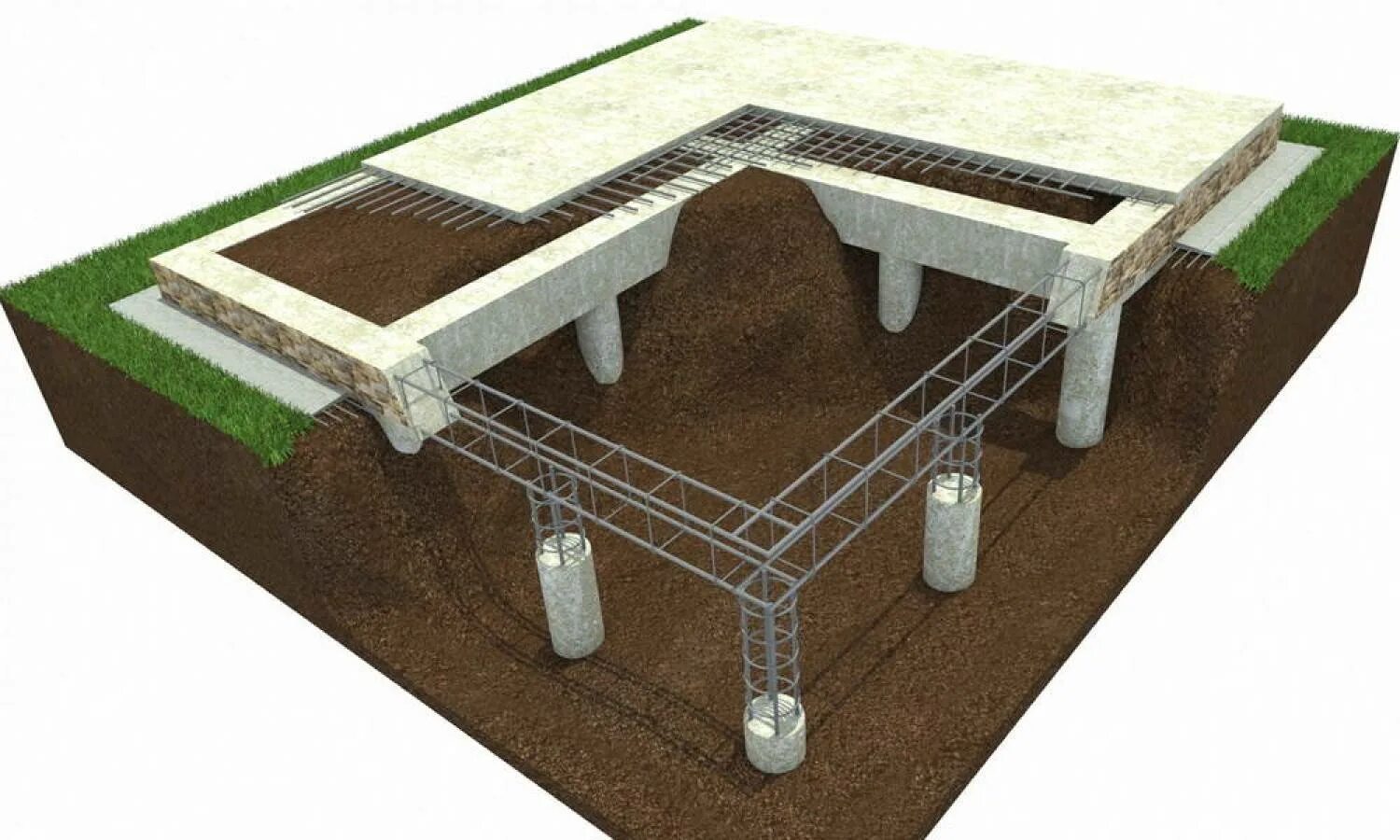 Ленточный свайно-ростверковый фундамент. Монолитный железобетонный свайно-ростверковый. Свайно-ростверковый монолитный фундамент. Как сделать фундамент на сваях. Фундамент свайно-ленточный 6на6.