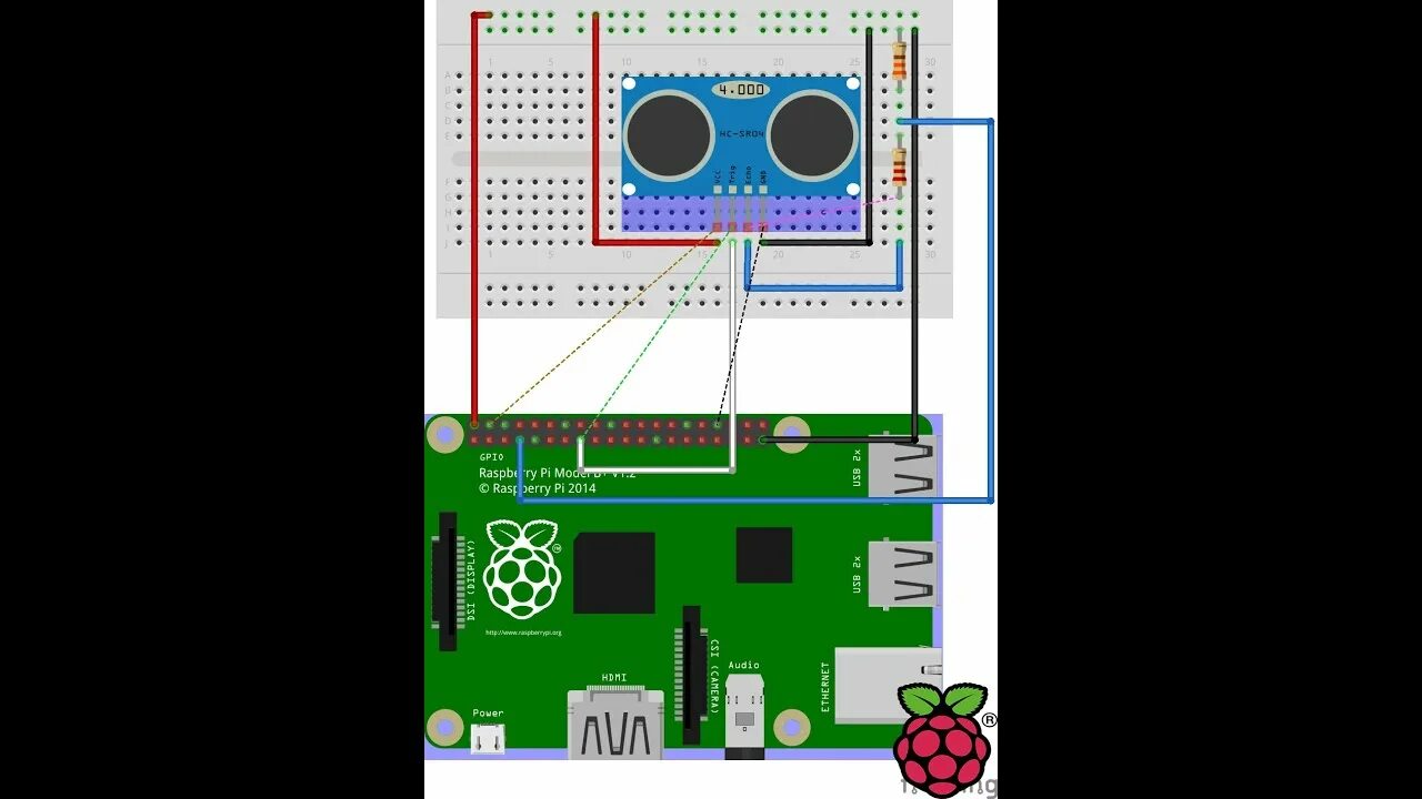 Подключение датчика HC-SR04 к Raspberry pi 2 - YouTube