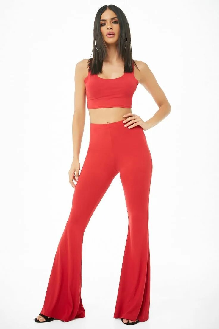 Pant set. Flared pants. casual vacation outfits two piece set pants women elegant one shoulder crop top high waist flared trousers matching sets autumn. top flares.