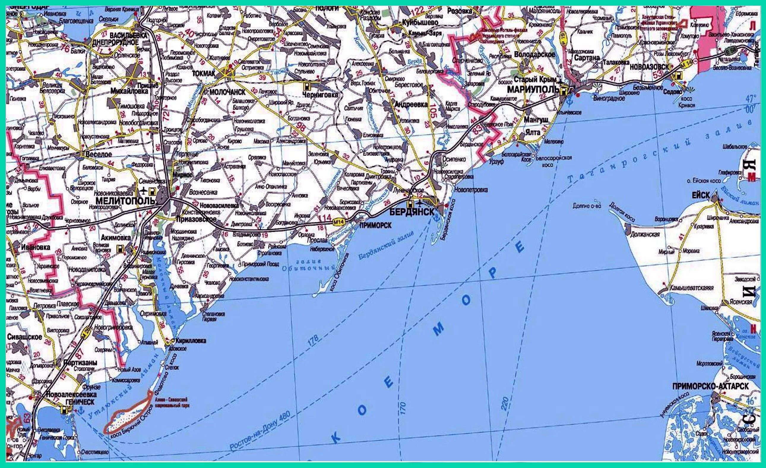 Карта россии побережье черного. Карта Черноморского и Азовского побережья. Карта Черноморского побережья России с городами. Карта побережья Азовского моря Донецкой обл. Карта побережья Азовского моря с городами и поселками.