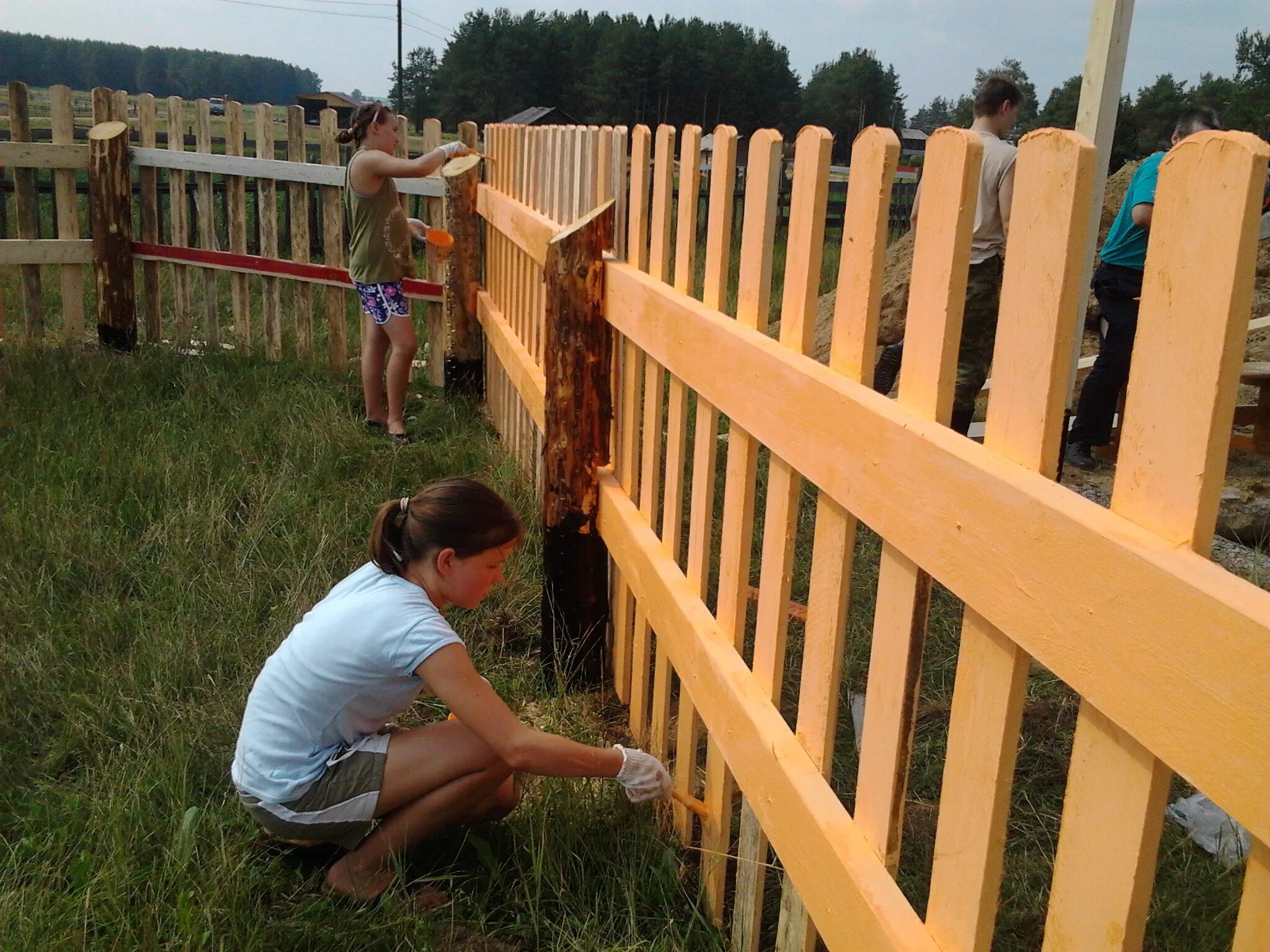 Чем покрасить деревянный забор на улице. Крашенный деревянный забор. Деревянный крашеный забор. Покраска деревянного забора. Деревянные заборчики Покрашенные.