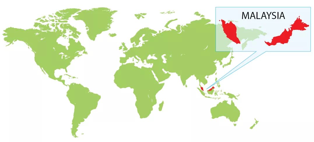 Arab asia. Малайзия на карте.