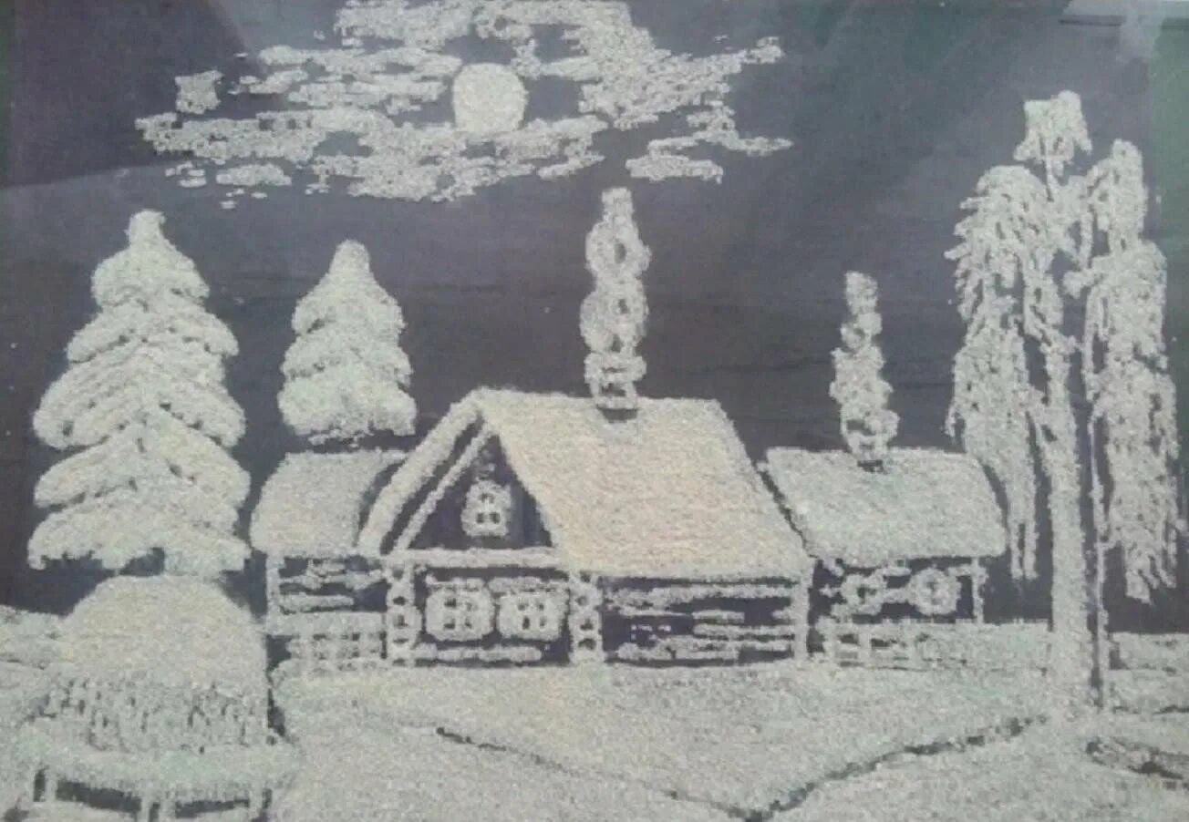 Зимняя картина из крупы
