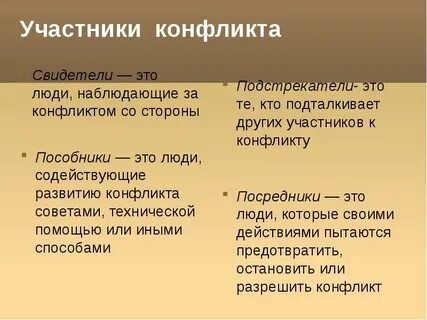 Назовите участников конфликтов