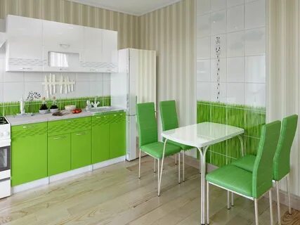 Зеленая кухня какие обои подходят