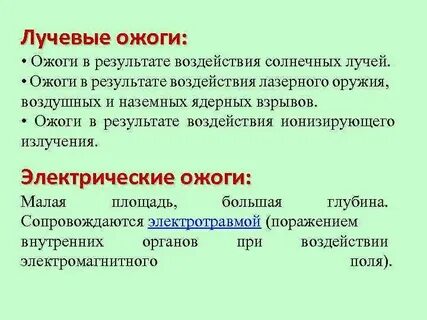 Признаки лучевого ожога