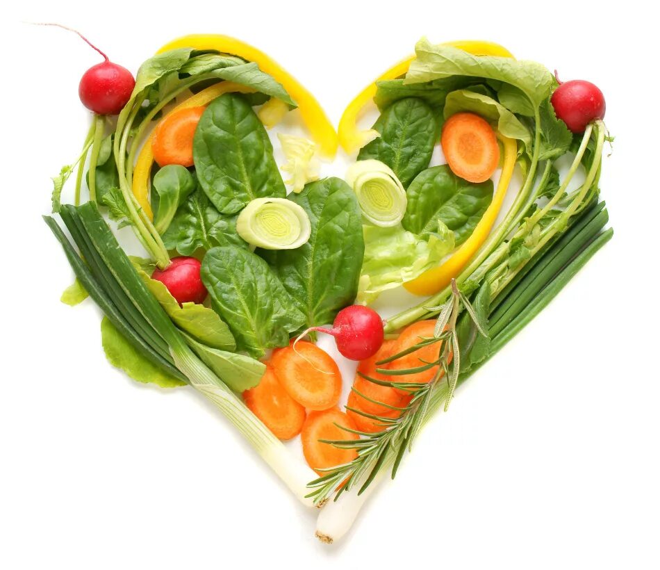 Постное меню на день рождения. Овощи. Сердце из овощей. Зелень для украшения блюд. Красивые блюда на белом фоне.