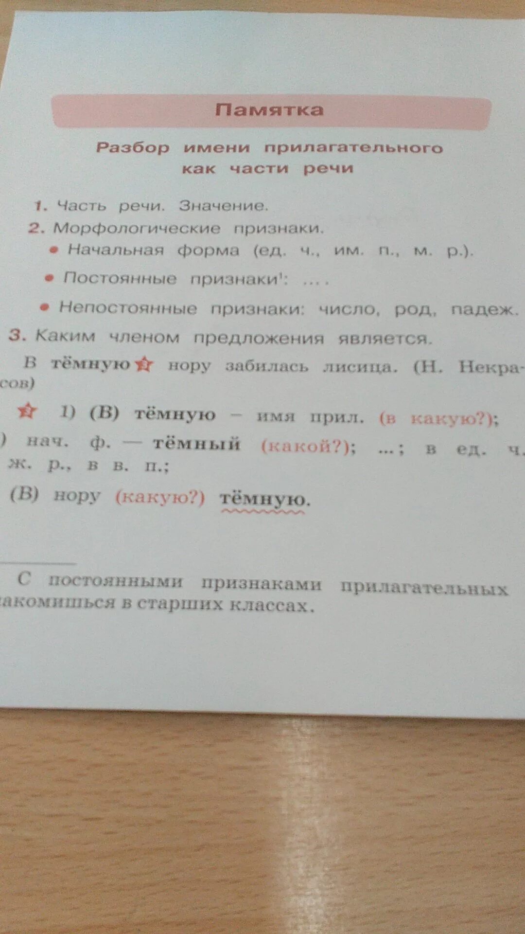 Разбор как часть речи розовым 3 класс