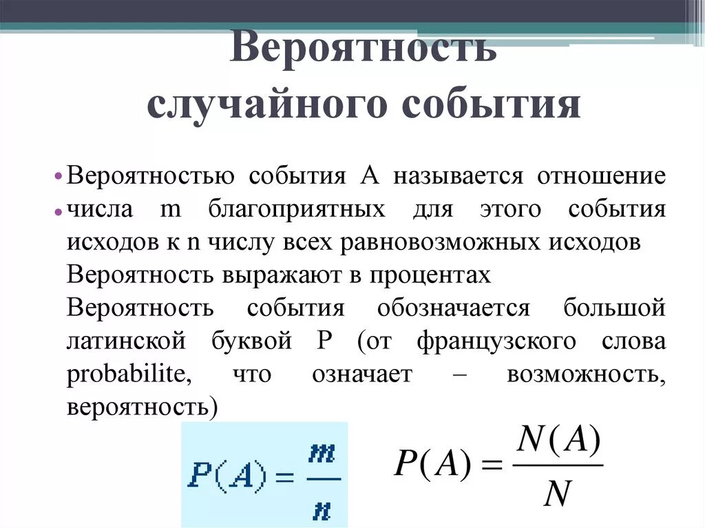 Вероятность события кратко