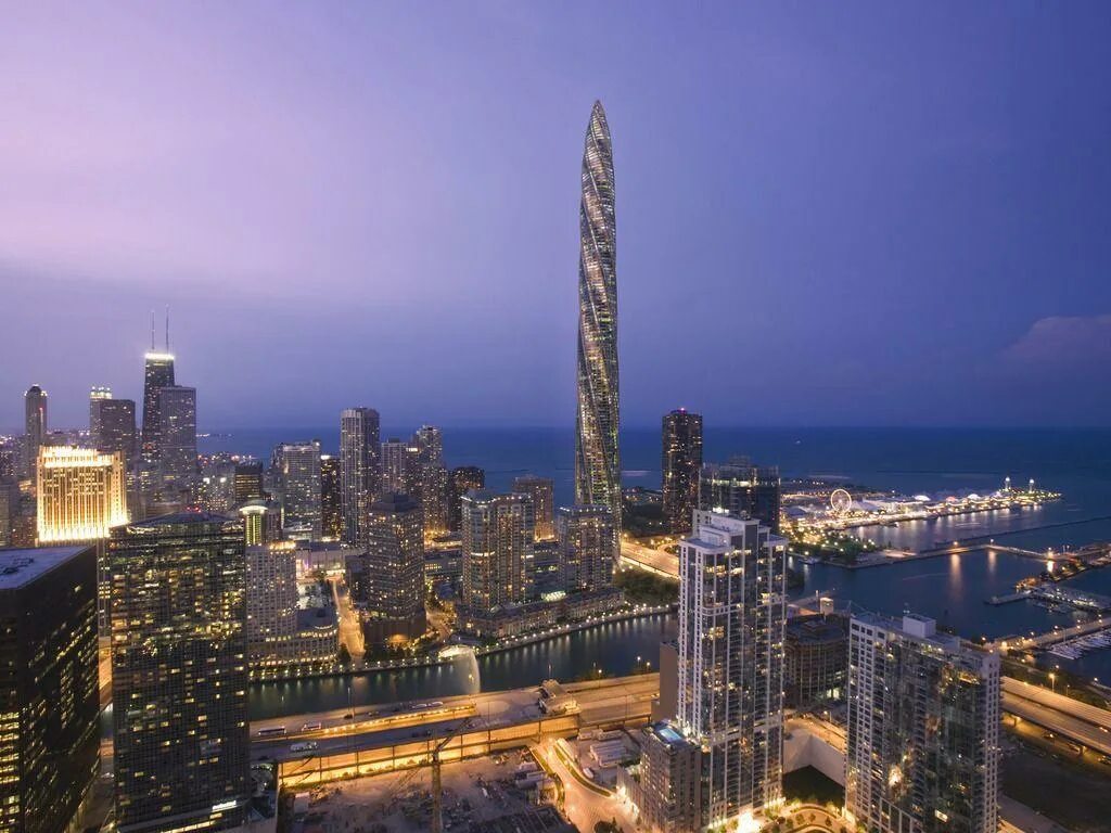 Список небоскребов. Сантьяго Калатрава Chicago Spire. Небоскреб Чикаго Спайр. Иллинойс Тауэр. Высота. Калатрава Chicago Spire проект.