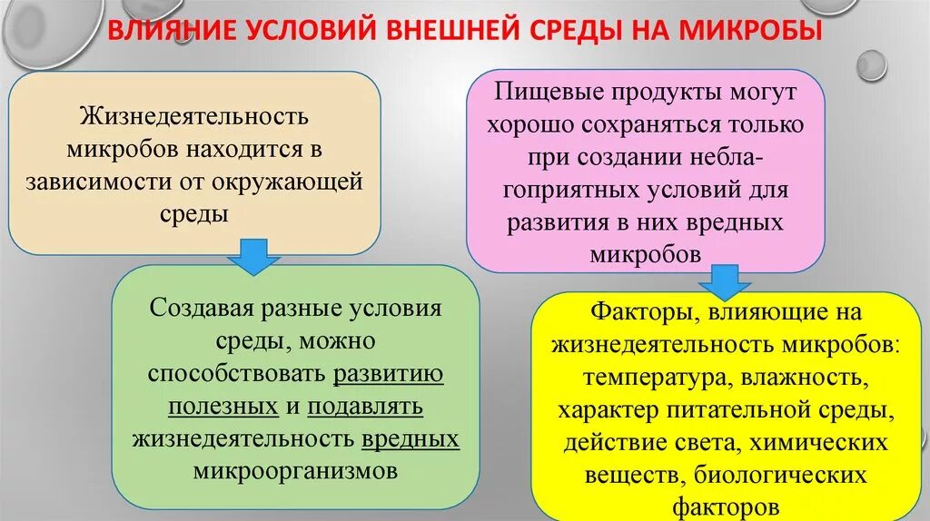 Внешним условиям жизни. Влияние условий внешней среды на жизнедеятельность микроорганизмов. Влияние факторов внешней среды на микроорганизмы. Влияние внешней среды на микробов. Влияние условий среды для микроорганизмов.