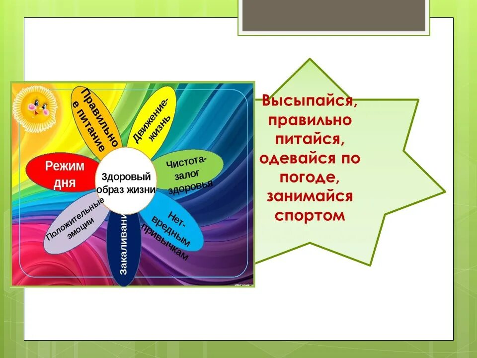 Разнознообразно правильно питайся , по погоде одевайся. Будьте здоровы одевайтесь по погоде.