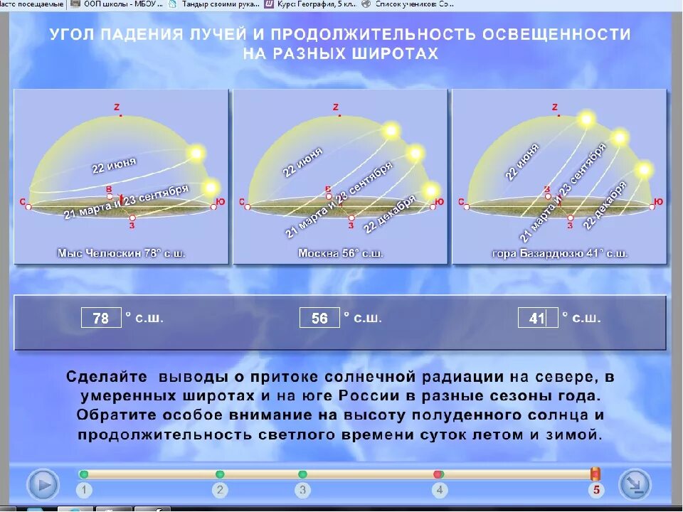 Световой день на 5 минут. Угол падения солнечных лучей. Изменение положения солнца над горизонтом. Угол наклона солнечных лучей. Определить угол падения солнечных лучей.