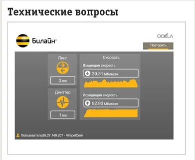 Скорость мобильного интернета билайн
