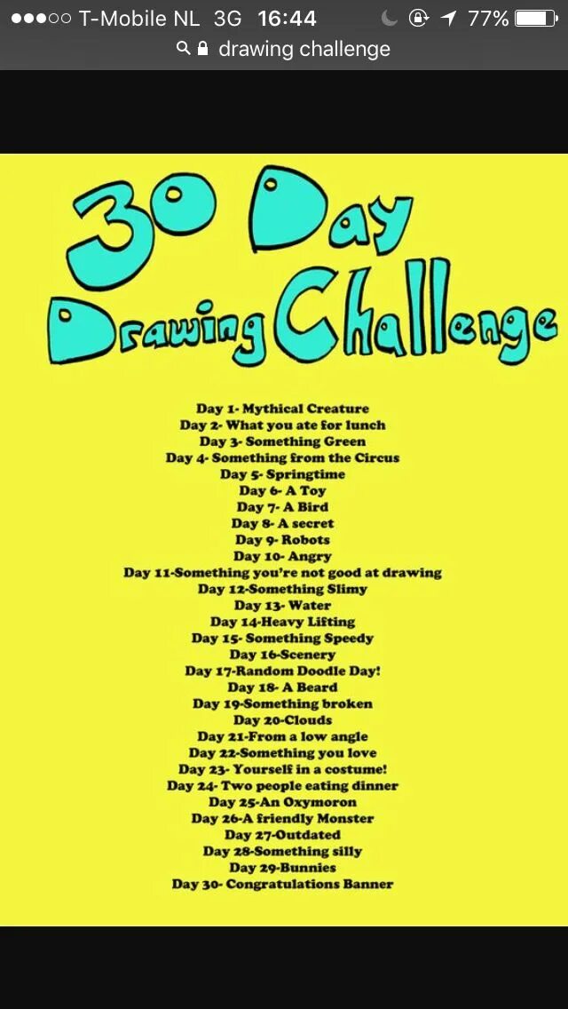 Not coming challenge. Drawing challenge. something not silly.