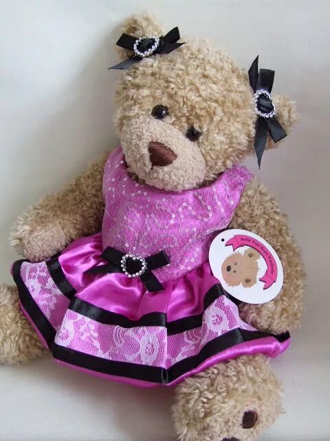 Платье для тедди. Плюшевое свадебное платье. Dressed teddy bear. Медвежонок в платье мягкая игрушка. Платье для девочки медвежата.