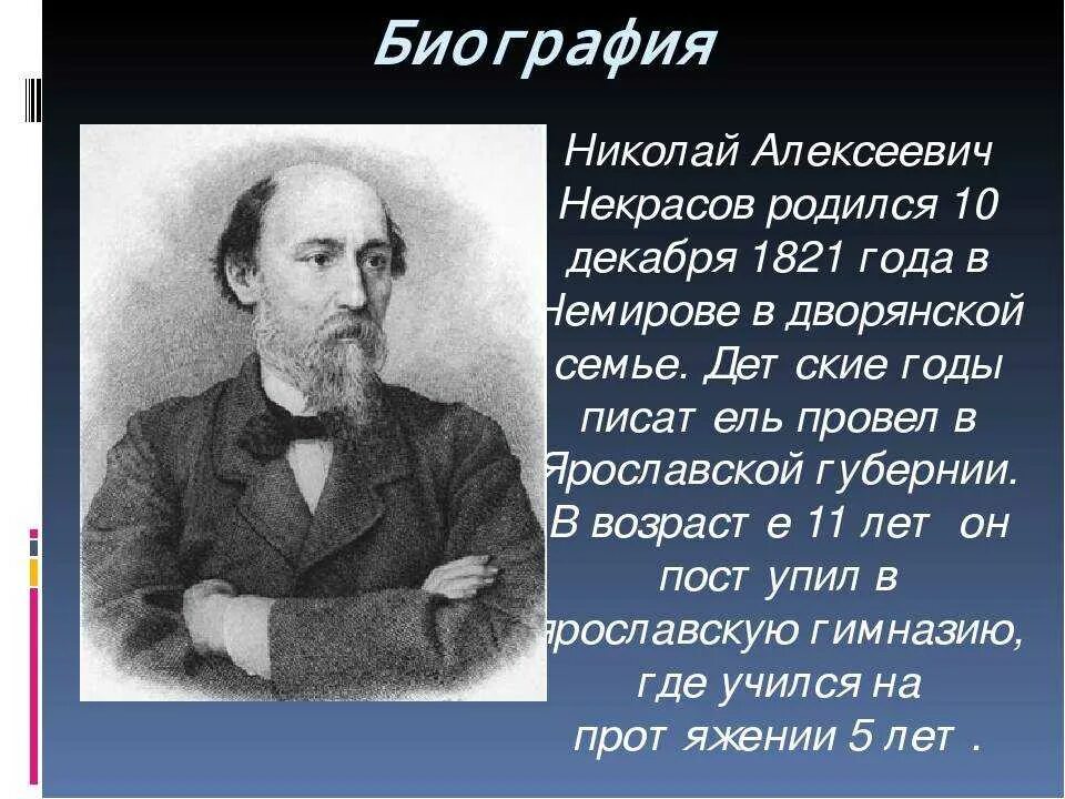 Николая Александровича Некрасова. Био Николая Алексеевича Некрасова.