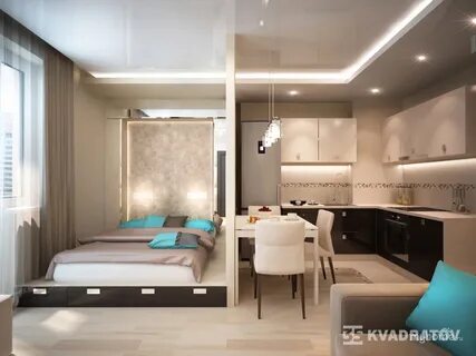 Кухня гостиная с кроватью