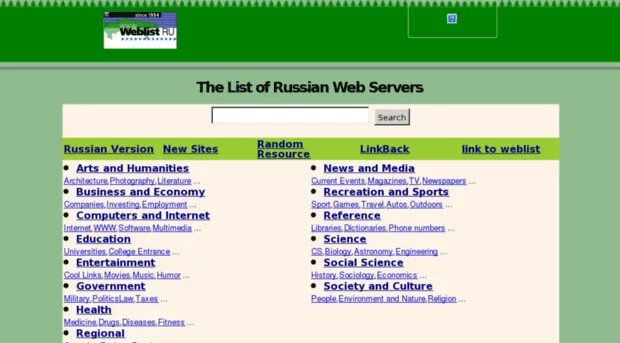 Weblist Поисковая система. Weblist каталог. @Rus Поисковая система. List of websites. Site list ru