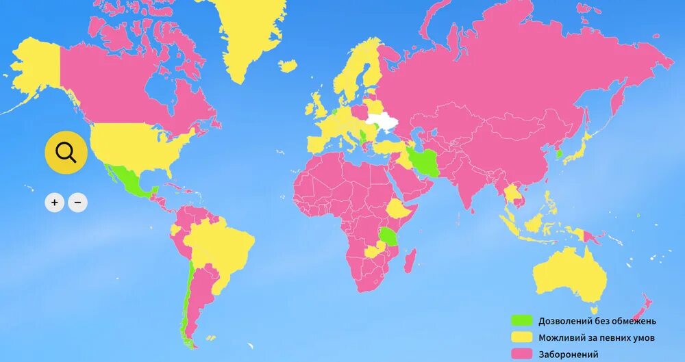 Интерактивная карта. Карта посольство Украины в мире.