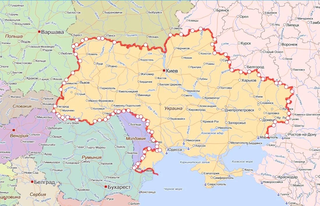 Карта украины сколько километров