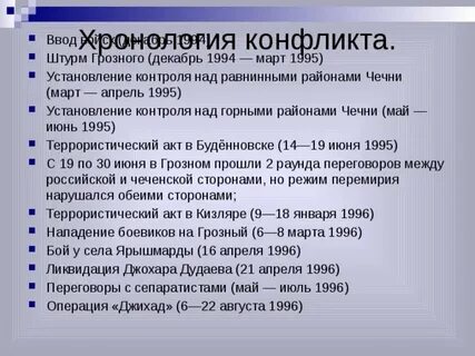 Причины конфликта с чечней
