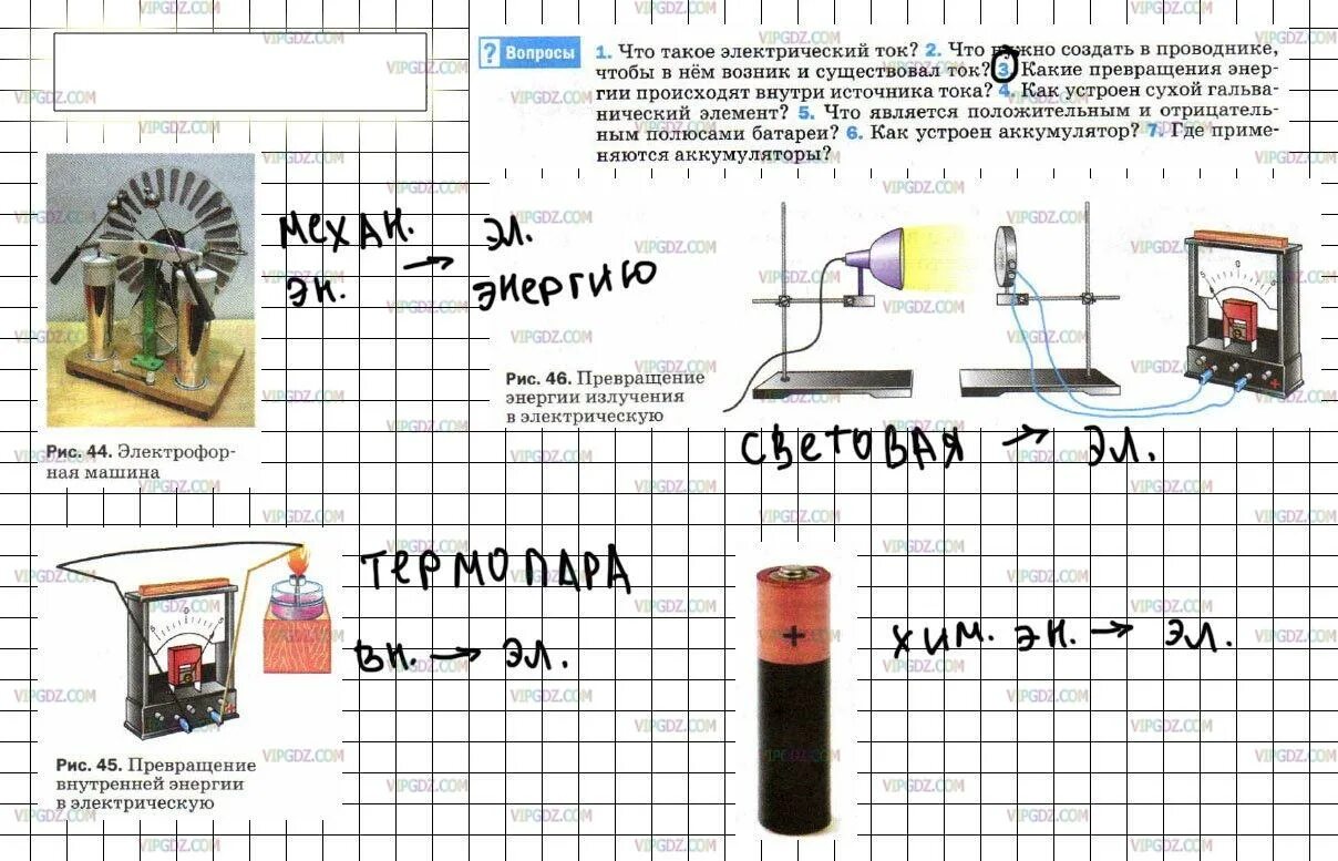 Какие превращения энергии происходят внутри источника
