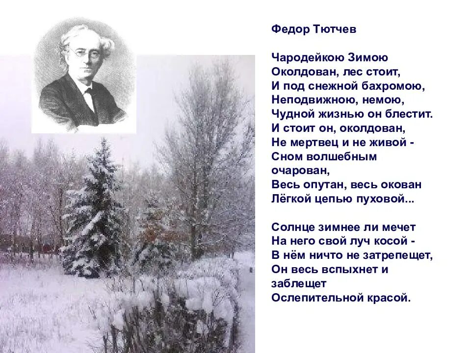 Стихотворение 8 класс русский. Фёдор Тютчев стих Чародейкою зимою. Стихотворение ф Тютчева Чародейкою зимою. Стих ф Тютчев Чародейкою зимою.