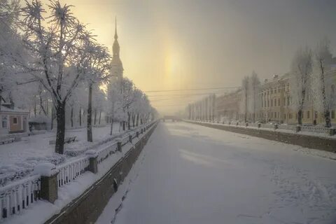 Снежный город утром