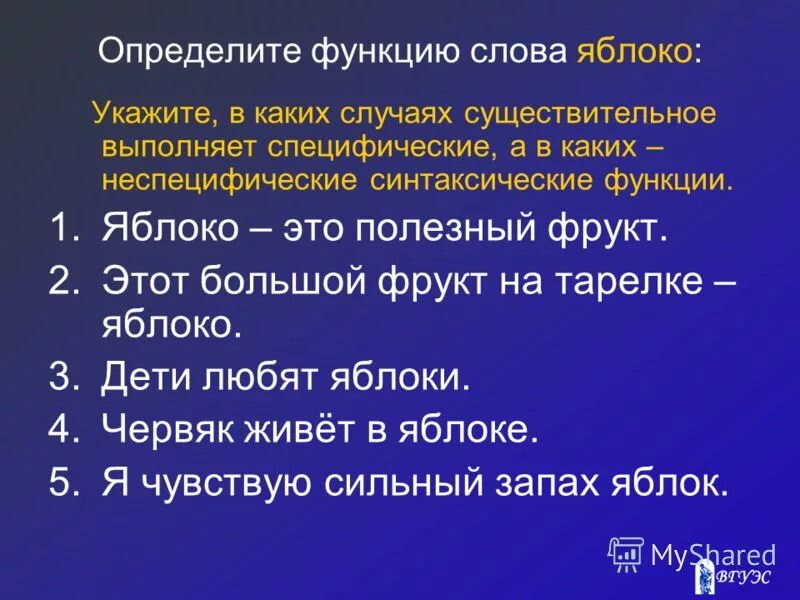 Определите функции слова. Определите функции слова