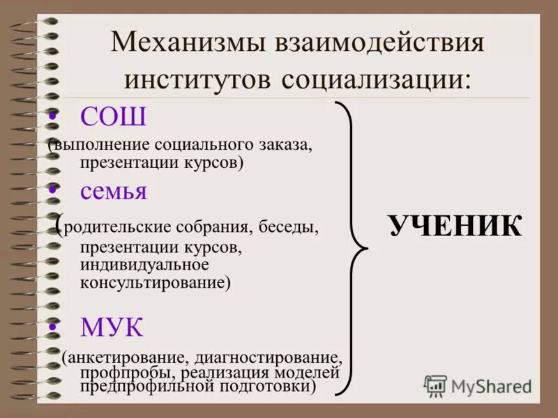 Какие есть институты социализации