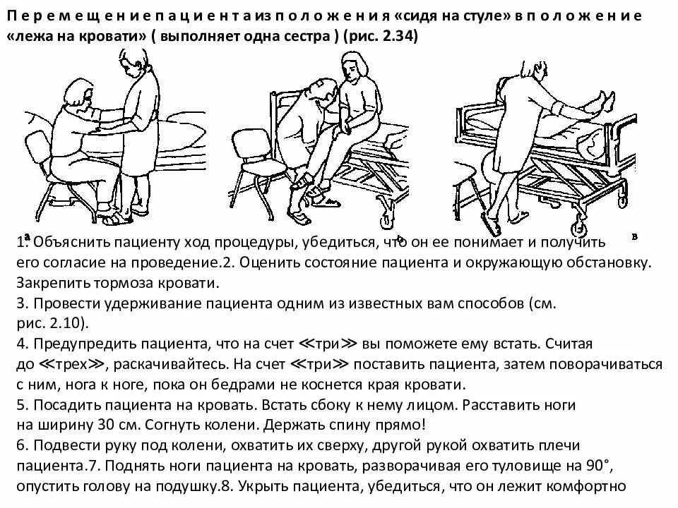 Перемещение пациента из положения сидя. Алгоритм перемещения пациента с кровати на кресло каталку. перемещение пациента на стул. перемещение пациента из положения «сидя на стуле». перемение пациента в постели.