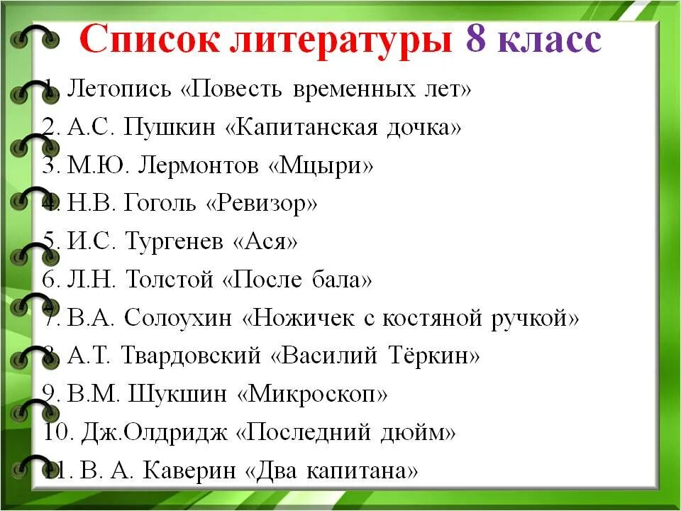 Школьная литература 8 класс список. Список литературы 8 класс. Список литературы на восьмой класс. Литература 8 класс список литературы. Что нужно прочитать 8