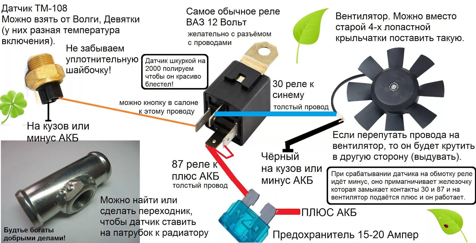 Почему часто включается вентилятор охлаждения. Датчик включения вентилятора 12 вольт. Датчик реле включения электровентилятора радиатора ВАЗ. Подключение проводов к датчику включения вентилятора. Датчик включения вентилятора охлаждения Газель.