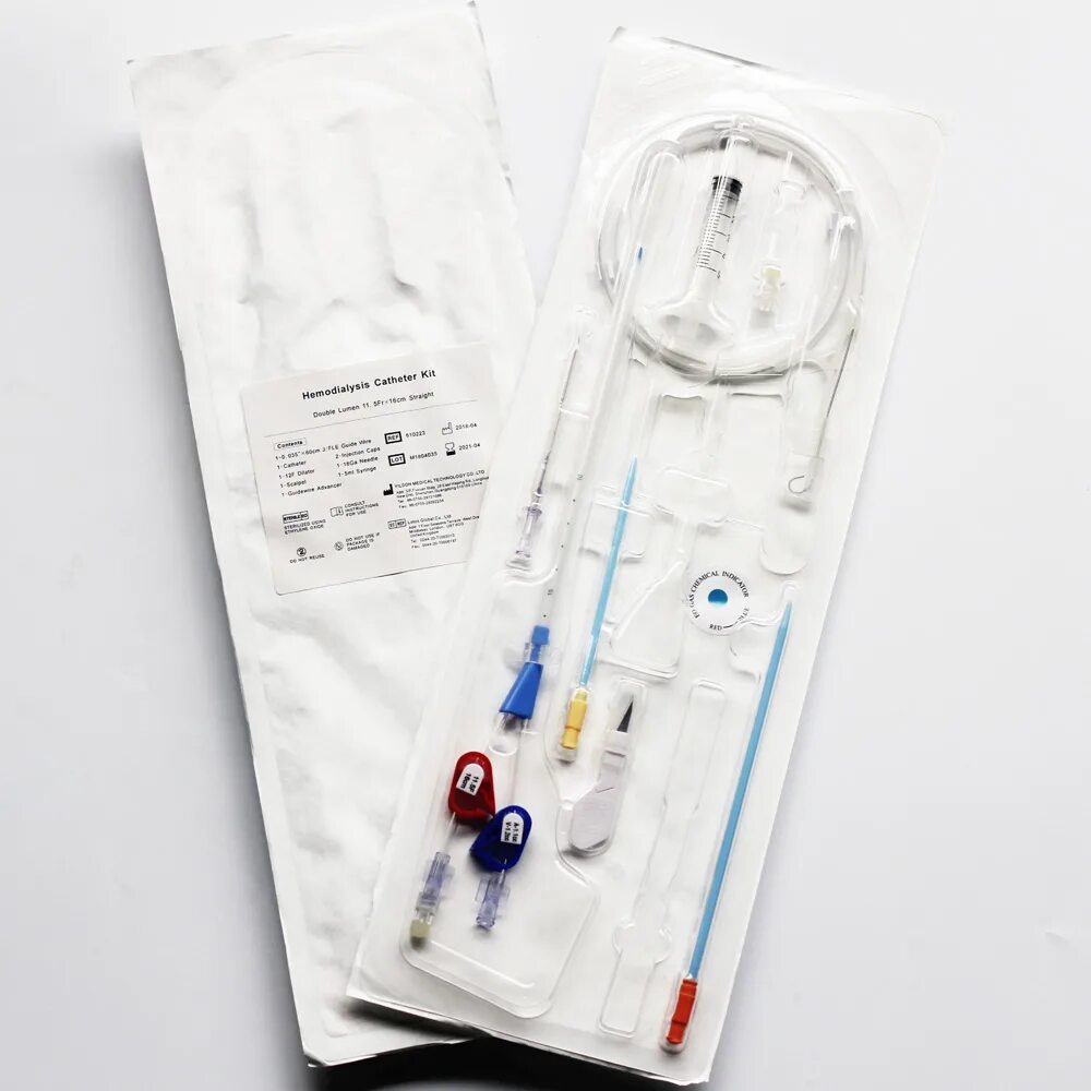 Катетер в шею. Набор double-lumen catheter. двухпросветный диализный катетер. перманентный двухпросветный катетер для гемодиализа. цвк катетер для диализа.