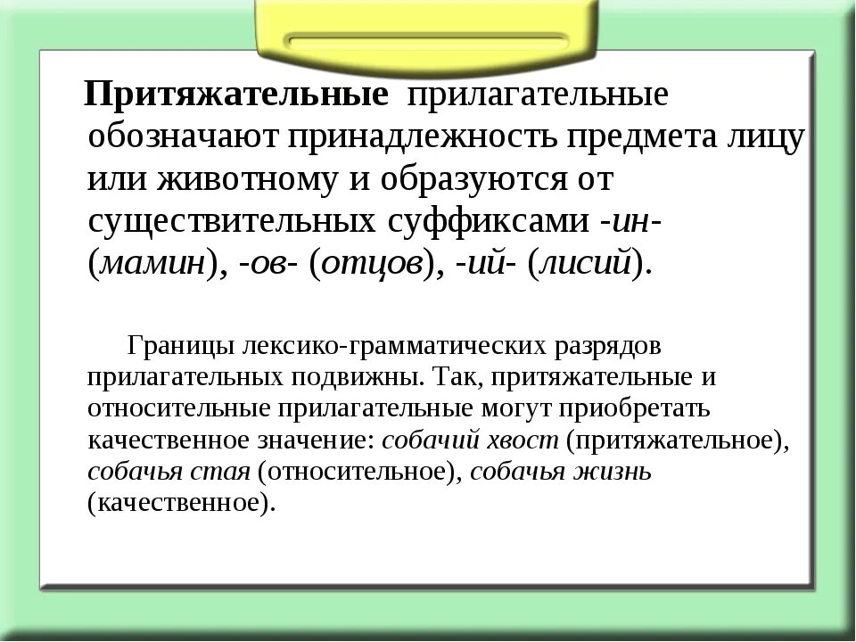 Притяжательное в предложении является