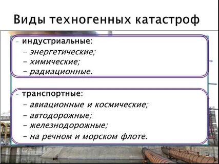Виды техногенных