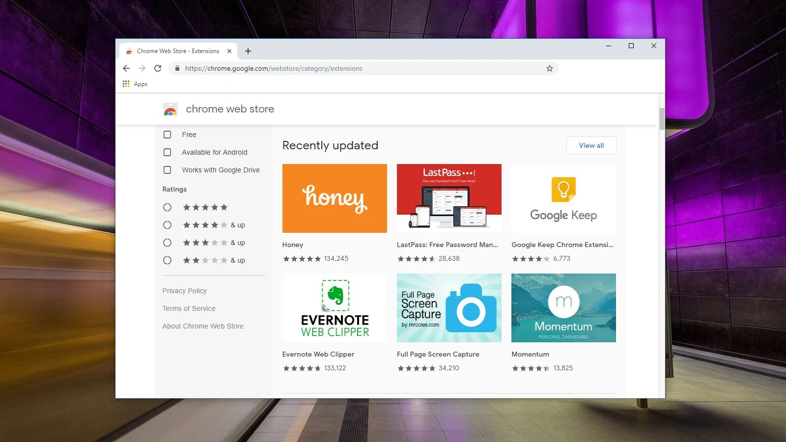 Chrome web store extensions