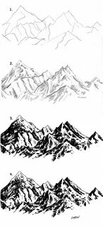 Горы картинка карандашом